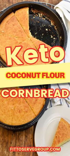 keto coconut flour cornbread in a cast iron skillet