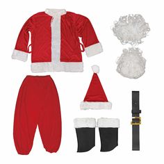 a red and white christmas outfit with santa claus's hat