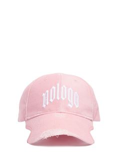 Adjustable strap at back. Ventilation eyelets embroidered on top. Visor cut out on both sides. Embroidered front. Intentionally destroyed and faded areas may vary Balenciaga Women, Versace Brand, Flat Espadrilles, Swim Accessories, Heeled Loafers, Shearling Jacket, Ski Wear, Both Sides, Swimwear Tops