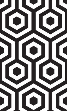 an abstract black and white pattern with hexagonals on it's sides