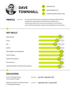 Scrum Master Resume Template  Visme Scrum Master, Bachelor Of Science, University Of Oregon, Resume Template Professional, Professional Resume, Communication Skills, Resume Template, Computer Science, Resume Templates