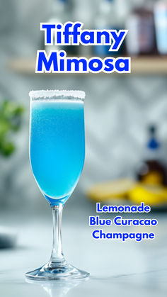 Tiffany Mimosa Dental Themed Cocktails, Tiffany Blue Mimosa, Loaded Mimosa, Blue Mother F Drink, Tiffany Mimosa Recipe, Blue Wedding Drinks, Blue Curacao Drinks Easy, Brunch Alcoholic Drinks, Blue Mimosa Recipe