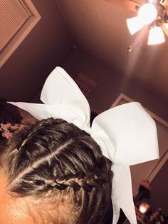 #hair #cheer #cheerhairstyles Cute And Easy Cheer Hairstyles, Cheerleader Half Up Half Down Hair, Half Up Half Down Cheer Hairstyles, Cheer Leader Hairstyles, Cheer Leading Hairstyles, Cheer Hairstyles Half Up Half Down, 2 Dutch Braids Into A Ponytail, Cheer Hairstyles With Bows Short Hair, Dutch Braid Cheer Hair