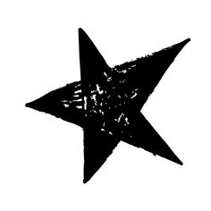 a black and white photo of a star with grungy paint splattered on it