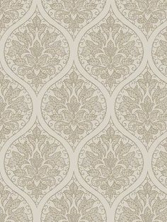 an ornate wallpaper pattern in beige and white