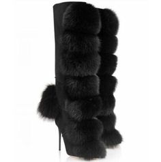 Boots With The Faux Fur Boots with the fur come in plus or regular sizes to make sure knee high fur boots can fit all size legsStyle of Boots with the faux fur: Western, over knee faux high plush black faux fur heels Pattern Type of the faux fur heel boots: Solid black faux fur heels Closure Type of the faux fur high heels: Lace-up black faux fur lined boots Faux Fur high heel boots Height: Over-the-Knee black faux fur lined boots Upper Material of the faux fur high heel boots: suede cheap faux Suede Knee High Boots, Mode Shoes, Stiletto Heels Boots, Kleidung Diy, Faux Fur Boots, Suede Boots Knee High, Boots Suede, Swag Shoes, Mode Inspo