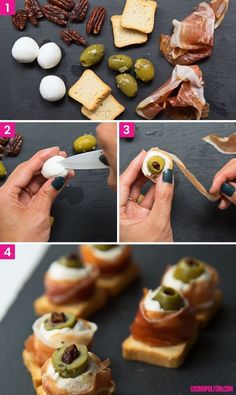 how to make appetizers with olives and bacon