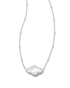 Buy Abbie Silver Pendant Necklace in Ivory Mother-of-Pearl at KendraScott. Cute Necklace Silver, Cute Silver Necklace, Dream Wishlist, Icon Jewelry, Outfit Pieces, Kendra Scott Necklace, Silver Pearl Necklace, Mother Of Pearl Necklace, White Necklace