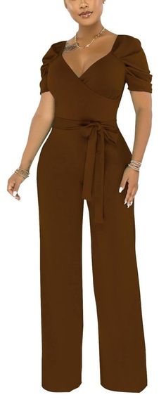 PRICES MAY VARY. 【Features】:This unique deep V neck jumpsuits sexy represents elegant,formal and charming,enhance the body’s natural silhouette, while creating a slimmer,makes you stand out in the crowd. 【Occasion】:This sexy deep v neck puff sleeve formal jumpsuits is soft and stretchy, suitable for various occasions. 【Matching】:This formal jumpsuits is very sexy and elegant, V-neck style will make you very sexy and eye-catching. It will be a good choice with a stylish handbag! 【Attention】:Pleas Semi Casual Fall Outfits For Women, Casual Work Wear Women, Layers Fall Outfits, Dressy Brunch Outfit, Full Figured Fashion For Women, Fall Trench Coat Outfits, Leggings Outfits Fall, Jeans Outfits Fall, Dressy Jumpsuit Outfit