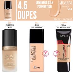 Armani Foundation Luminous Silk, Inexpensive Makeup, Armani Luminous Silk, Luminous Foundation, Luminous Silk Foundation, Makeup List, Foundation Shade, Foundation Primer, Under Eye Concealer