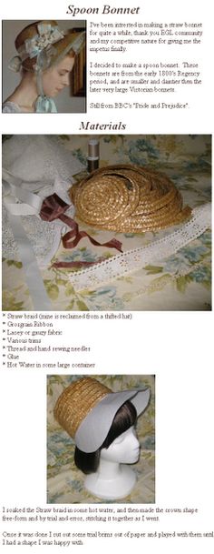 Tutorial: Straw Bonnet http://lotvdesigns.blogspot.co.uk/2011/05/tutorial-straw-bonnet.html Make Doll Clothes, Diy Straw, Make Doll, Doll Hat, Millinery Hats