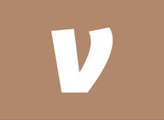 the letter v is made up of white letters on a brown background with an orange border