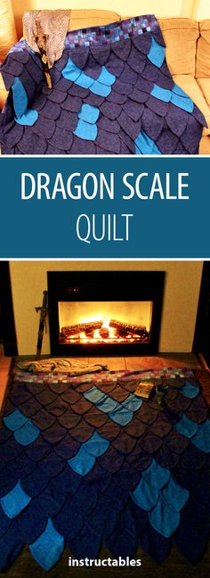 an image of a fireplace that has been made with dragon scale quilts