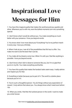 Inspirational Love Messages for Him Printable Affirmation For Boyfriend For Him, Encouraging Words For Him, Words Of Affirmation For Boyfriend, Love Messages For Him, Letter For Him, Feelings Of Love, Letters To Boyfriend, Cute Quotes For Him