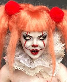 Penny Wise Makeup Tutorial, Female Pennywise Makeup, Penny Wise Makeup, Baby Doll Makeup, Scary Baby Dolls, Halloween Circus