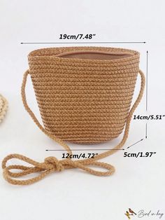 BirdinBag - Compact Vacation Crossbody: Womens Mini Straw Bag Casual Hobo Satchel Bag With Mobile Phone Pocket, Trendy Beach Box Bag With Adjustable Strap, Trendy Crossbody Beach Bag With Mobile Phone Holder, Portable Brown Bucket Shoulder Bag, Casual Tote Shoulder Bag With Mobile Phone Pocket, Casual Beige Box Bag With Mobile Phone Holder, Casual Shoulder Tote With Mobile Phone Bag, Casual Beige Box Bag With Phone Pocket, Casual Beige Portable Shoulder Bag