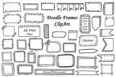 hand drawn doodle frames clip art