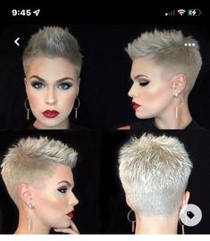 Ultra Short Pixie Haircuts For Women 2023, Faux Hawk Pixie Shaved Sides, Super Short Pixie Shaved Sides, Ultra Short Pixie Haircuts For Women, Pixie 360, Short Spiky Haircuts, Short Spiked Hair, Short Spiky Hairstyles, Spiky Hair