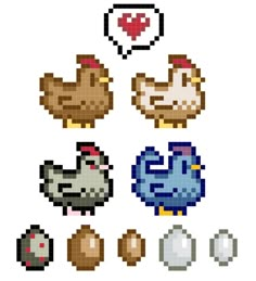 an image of pixel art with different types of animals