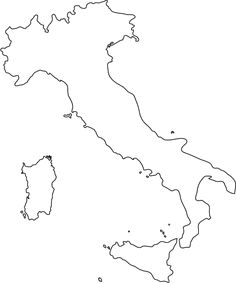 a map of italy with the capital and major cities outlined in black on a white background