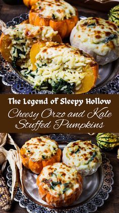 the legend of sleepy hollow cheesy rice and kale stuffed pumpkins are delicious