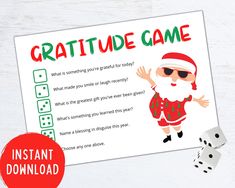 a printable christmas game for kids with santa clause and dices on the side