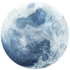 a blue and white painting of the moon with stars on it's side art print