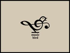 a bird that is sitting on top of a sign with the words music bird written in it