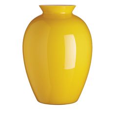 a yellow vase is shown on a white background