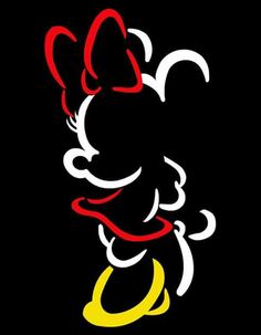 the mickey mouse logo is shown in red, yellow and white on a black background