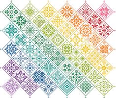 an image of a rainbow colored pattern with different colors and shapes in the center, on a white background