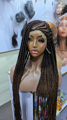 Olamide braided wig is made with full lace, comes with adjustable band frontlace and closure  made with spandex dome wig cap and extra elastic band for secure fit. Full lace has adjustable straps and elastic band. Beautiful cornrow on a full lace wig lace type - full lace color- 1 Roots -dark Length -30 inches Each wig unit is carefully hand-made by professional braiders. The braids can last for years. For a natural look, the wigs can be made with a lace closure, lace frontal or full lace. Wig c Full Lace Braided Wig, Wig Care, Lace Braid, Braided Wig, Wig Lace, Hair Net, Hair Essentials, Current Styles, Long Braids