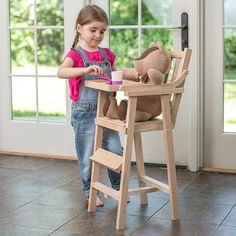 BENEFITS OF DOLL HIGH CHAIR Amish-Made Doll Furniture for Endless Playtime! Watch children's faces light up as they feed their beloved dolls in their own high chair. This toy version looks just like the old-fashioned chairs of the past, and it's made just as well with smooth, solid oak - you can pass it down from child to child for generations of playtime! Handcrafted by Amish woodworkers in our area Stunning quality - no plastic parts Comes fully assembled Fits popular 18 dolls Ages Kids Bed Furniture, Vintage High Chairs, Doll High Chair, Baby Doll Bed, Restoration Hardware Dining Chairs, Wooden High Chairs, Doll Cradle, Baby High Chair, Doll Bed