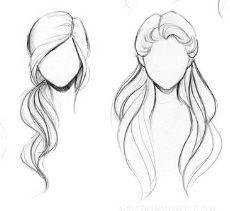 Fashion Design Hair Sketch, Learn How To Sketch Fashion, Croqui Hairstyles, Croquis Hairstyles, Long Hair Drawing Reference Front View, Sketches Of Hairstyles, Drawing Clothes Outfits Sketch Pencil, Female Hair Sketch, Character Pencil Sketches