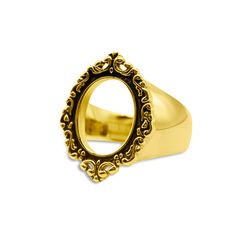 Unveil the mystique of the Memoriam Gold Ornate Frame Ring – a Gothic masterpiece inspired by the ethereal allure of mirrors and realms, transcending mere adornment to become a portal to the hidden stories etched upon your skin. This ring is a fusion of Gothic elegance and the enchanting world of tattooed tales. Gothic Jewellery, Mirror Ring, Frame Ring, Bags Logo, Ornate Frame, Gothic Jewelry, Ring Size Guide, Steel Jewelry, Stainless Steel Jewelry