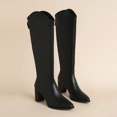 Plus Size 34-43 New Women Boots Zipper Thick High Heels Simple Thick High Heels Autumn Winter Boots Knee High Boots SPECIFICATIONS Shaft Material: PU Outsole Material: RUBBER Upper Material: PU Hign-concerned Chemical: None Season: Winter Insole Material: latex Heel Type: Square heel Lining Material: PU Boot Height: Knee-High Item Type: BOOTS Fashion Element: Platform Toe Shape: Pointed toe Heel Height: High (5cm-8cm) With Platforms: No Model Number: women fashion boots Fit: Fits true to size, take your normal size Closure Type: ZIP [New In Womens Fashion 2024 1016] Thick High Heels, Pointed Boots, Pu Boots, Boot Types, Women Boots, Boots Knee, Brunei, Haiti, Boot Shoes Women