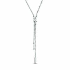 Elevate her casual or dressy attire with this versatile fashion necklace. Crafted in sterling silver, this attractive lariat style features a pair of slender chain dangles suspended beneath a petite "X"-shaped design. Buffed to a brilliant luster, this 17.0-inch fancy chain necklace secures with a lobster claw clasp. Native American Jewellery, Modern Diamond Jewelry, Dressy Attire, Lariat Necklace, Native American Jewelry, Christmas Sale, White Metal, Accessories Jewelry, Necklace Designs