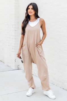 Style: Casual Fit: Loose Fabric: Polyester Pattern: Solid Element: Pocket Rise: High Rise Product Type: Overall Pant Length: Full Main Composition: Polyester Season: Spring/Summer/Fall Cute Jumpsuit Outfits, Lounge Jumpsuit, Loose Jumpsuit, Overalls Women, Spring Women, Day In The Life, Pink Lily, Jumpsuit Fashion, Wide Leg Jumpsuit