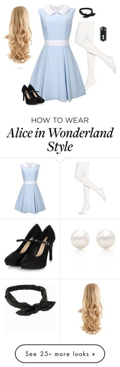 a woman in blue dress and black shoes with text overlay reading how to wear alice in wonderland style