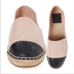 Tory Burch Colorblock Espadrille Flat Sea Shell Pink/ Perfect Navy / 6 / Espadrilles Flats, Tory Burch Espadrilles, Shell Pink, Flat Espadrilles, Dream Shoes, Espadrille Shoes, Flat Espadrille, Tory Burch Shoes, Sea Shell