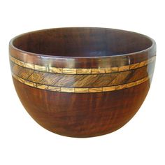 a wooden bowl is shown against a white background with wood grain inlays on it