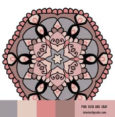 a pink and gray color scheme with an ornate design in the center, on top of a