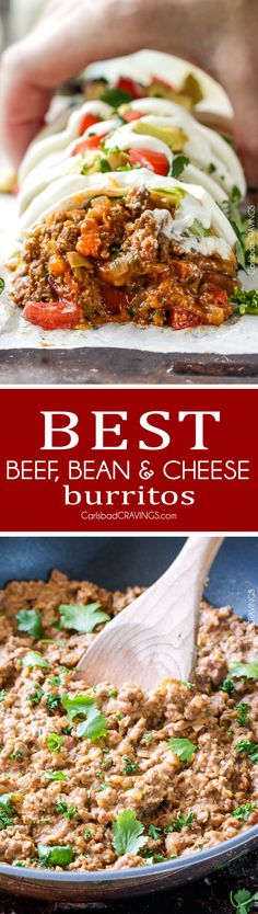 the best beef, bean and cheese burritos