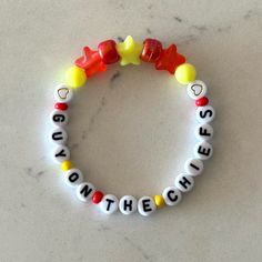 a beaded bracelet that says, you're the cheesy on the inside