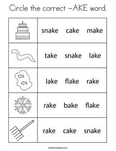 a worksheet with words that are in the form of cakes and snowflakes