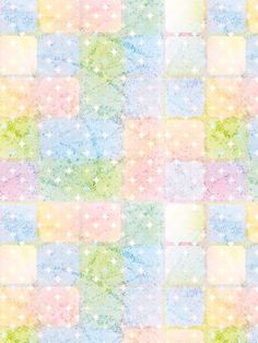 an abstract pattern with stars and squares in pastel colors