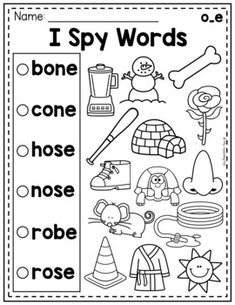 i spy words worksheet for children to practice their spelling and phonicic skills