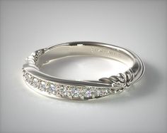 Platinum Pave Graduated Wedding Band. A nest of graduated pave diamonds are delicately balanced amid sculpted flower side accents. aka Matching Bands Wedding Ring Upgrade, Vintage Wedding Bands, Wedding Notebook, Pigs Fly, Celtic Necklace, Art Deco Wedding Band, Parents Wedding, Vintage Jewellery Rings, Rings Vintage