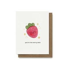 a card with an image of a strawberry on it