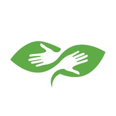 two hands holding green leaves with the letter f on them, logo design for food and beverage company